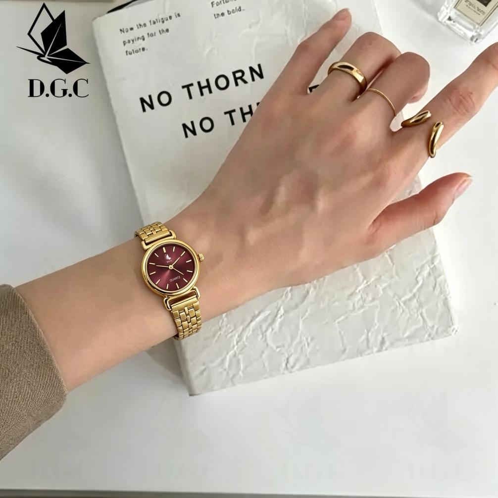 OFFICIAL DGC W672 Jam Tangan Wanita Dgc Dial Bulat Strap Stainless Adjustable mewah Analog Quartz Bi