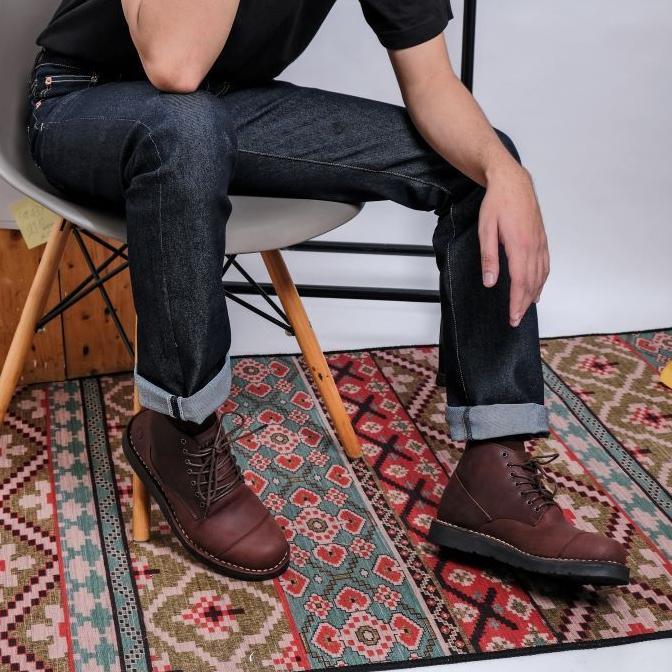 promo terbaru otiv gama dark brown - sepatu boots kulit asli pria