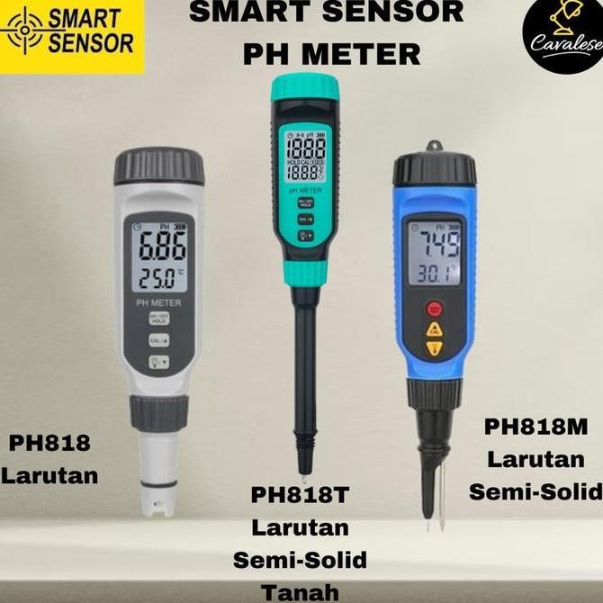 SMART SENSOR pH Meter + Temperature Meter Easy to Use Portable PH818/PH818M/PH818T Liquid dan Semi-S