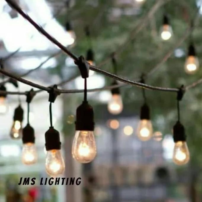 Fitting Lampu Gantung 10METER+ 20 FITTING Lampu Outdoor Cafe