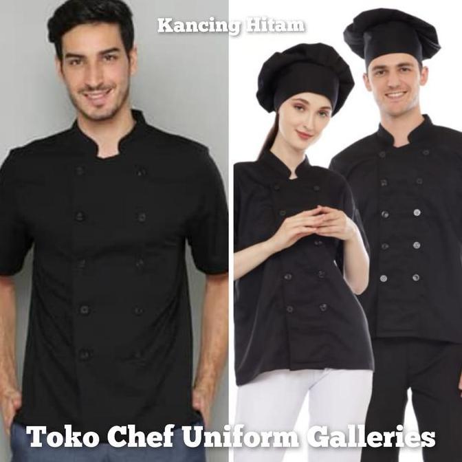 Baju Chef Kancing Hitam