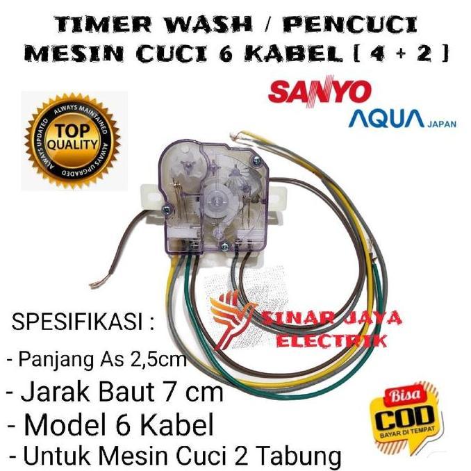 TIMER WASH 6 KABEL MESIN CUCI SANYO AQUA 2 TABUNG - TIMER MESIN CUCI SANYO AQUA 6 KABEL RESTOCK
