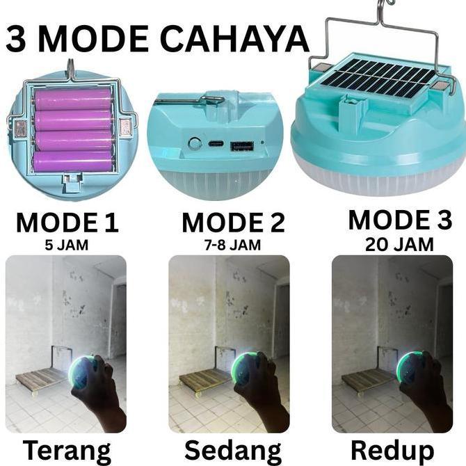 Lictwin- (Baterai Real 700Mah)Lampu Led Emergency Ufo 400W /Solar Panel Led/ Lampu Emergency Gantung