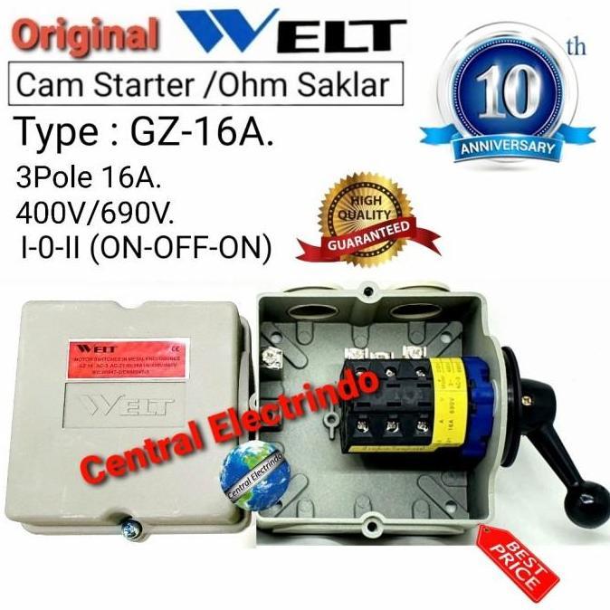 DEAL TERBAIK - Cam Starter Ohm Saklar 3P GZ-16A 3500Watt I-0-II (ON-OFF-ON) WELT.