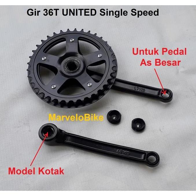 Crank Gir Sepeda Lipat BMX Fixie Mini 36T UNITED Single Speed