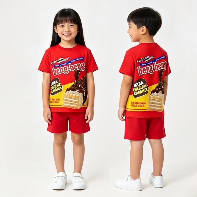 TAMPIL MODIS  Setelan Baju Anak Motif Viral 1-8 Tahun Motif Indomi Sotomi Chitato Ultramild Oreo Tar