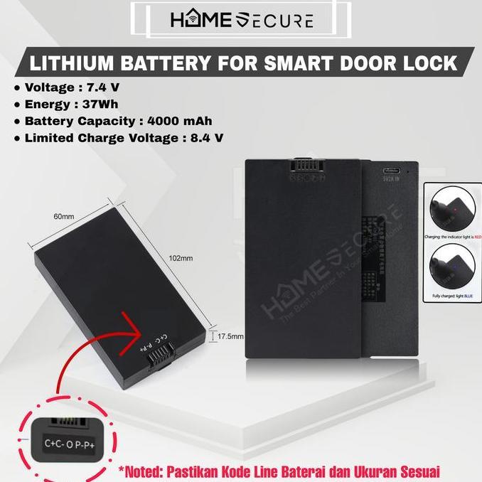 Smart Lock Lithium Battery Type YCO4B Baterai Smart Door Lock 3D Face | battery smart door c c- p-p 