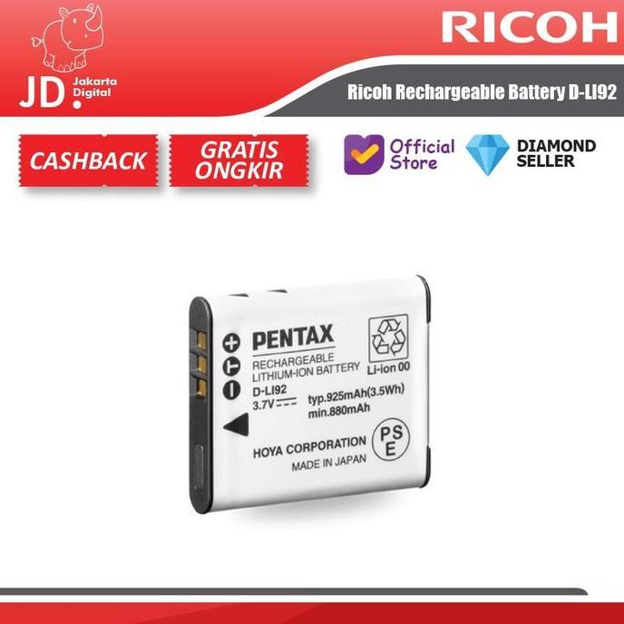 Ricoh Rechargeable Battery D-LI92 - Pentax D-LI92 Battery WG80/WG70