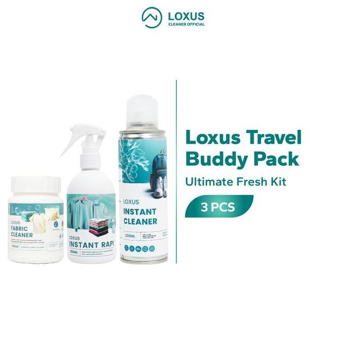 Loxus Travel Buddy Pack - Loxus Instant Rapi, Loxus Instant Cleaner dan Loxus Fabric Cleaner