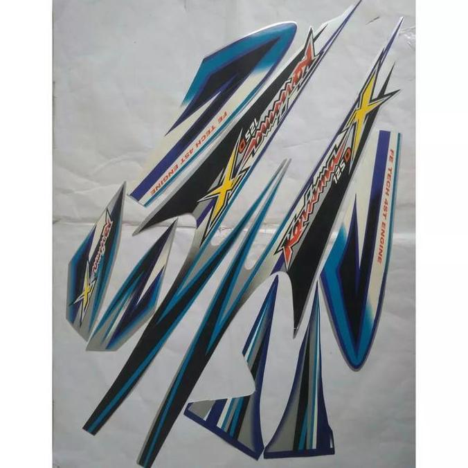 stiker striping honda karisma x 125 2005 silver biru lis body original
