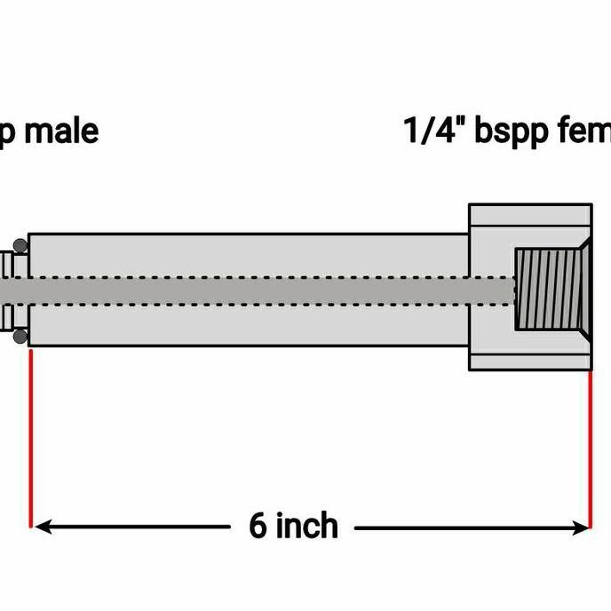 Adapter 1/4" BSPP Male x 1/4" BSPP Female Long 6"