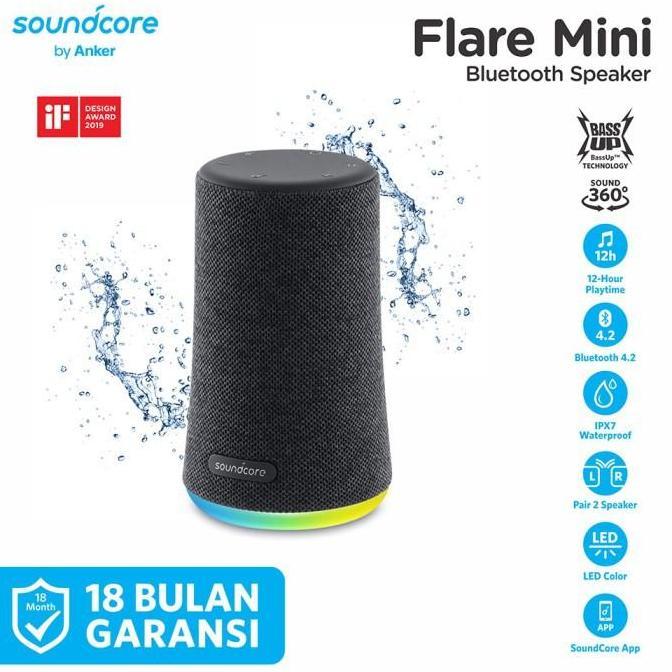 Anker Soundcore Flare Mini IPX7 Waterproof Bluetooth Speaker Resmi