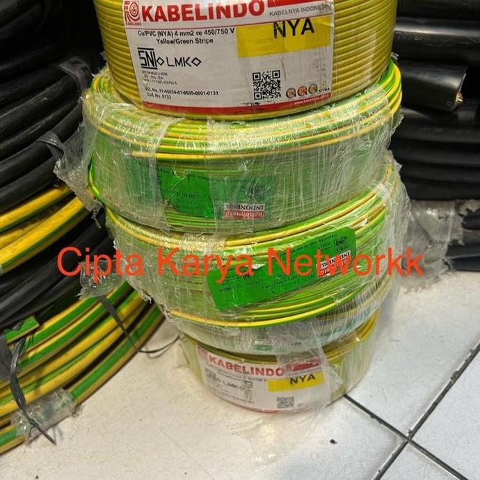 Promo Kabel Metal NYA 4mm 100m / KabelMetal Nya 4 mm / NYA 4mm Kuning Hijau Diskon