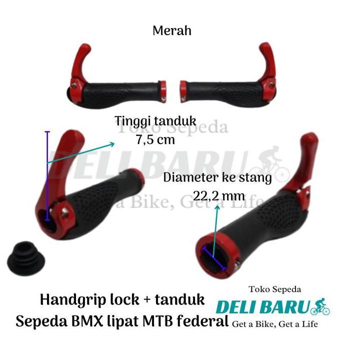 Cycle- Hand Grip + Tanduk Sarung Stang Lock Hamfat Hanpad Sepeda Bmx Mtb Federal Lipat Mini Fixie Mi