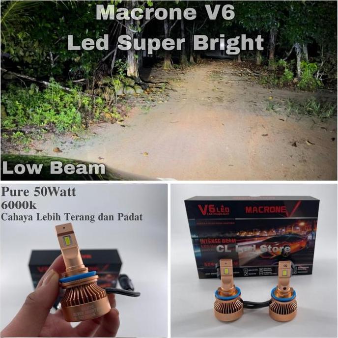 LAMPU LED V6 MACRONE - Headlht Mobil 6K H4