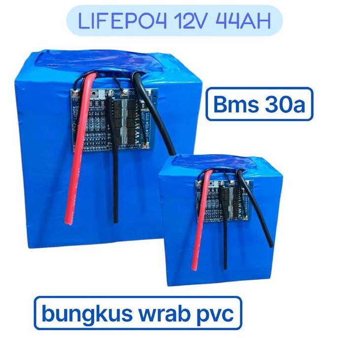 BATERAI LIFEPO4 12V 44AH 1,5C + BMS + (WRAB PVC/BUNGKUS) BMS 30A