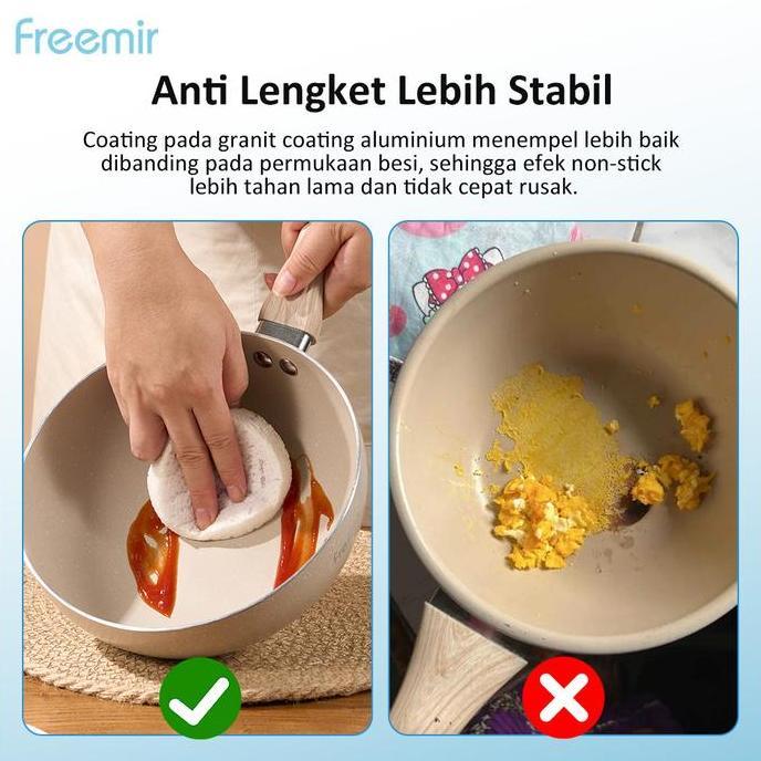 Chen- [Super Mega ] [Ready] Freemir Jan Cekung Bee 20 Cm Penggorengan Multifungsi Batu Granit Jan An