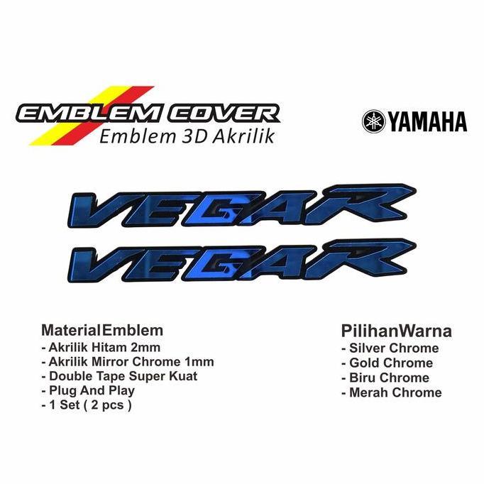 Dufawashop1 - emblem 3d yamaha vega r sepasang stiker timbul akrilik vega r emblem body motor vega r