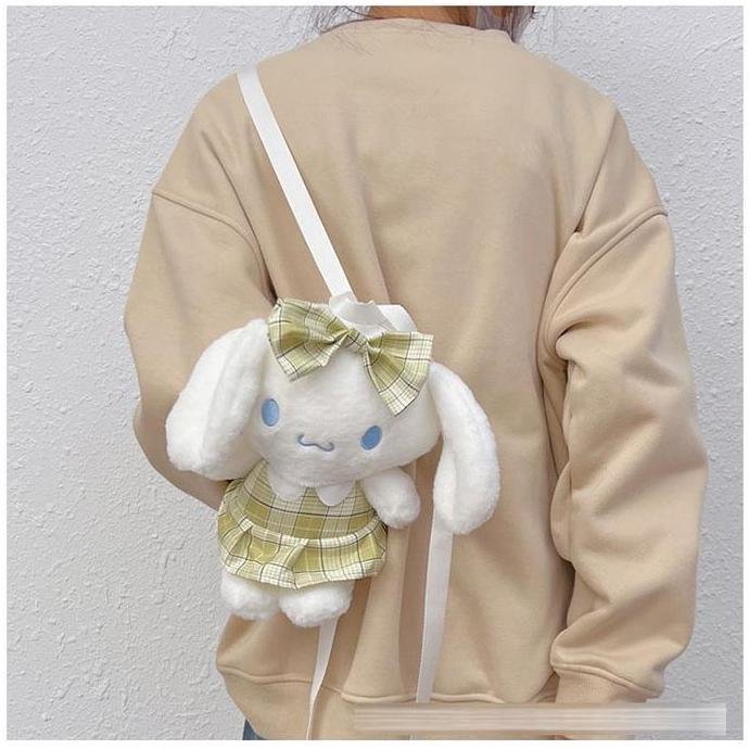 Shebag- Tas Ransel Cinnamoroll Tartan Tas Boneka Tas Ransel Nita Cinnamoroll Iucu Fashion Motif Kart