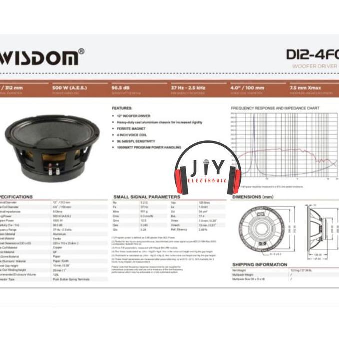 Speaker Komponen Wisdom 12 inch D12-4FC D12-4FC D12 4FC Orinal