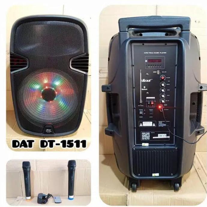 SPEAKER PORTABLE DAT DT 1511 ORINAL DAT DT1511 FREE 2 MIC WIRELESS