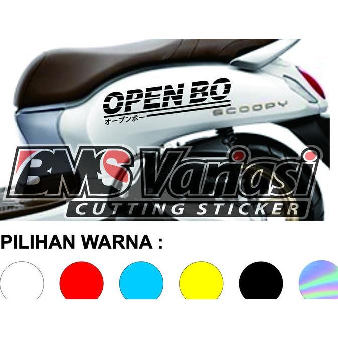 stiker OPEN BO kanji cutting stiker motor scoopy,genio,vespa dll