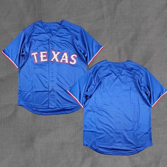 BORDIR Baju Jersey Baseball Texas Rangers Biru