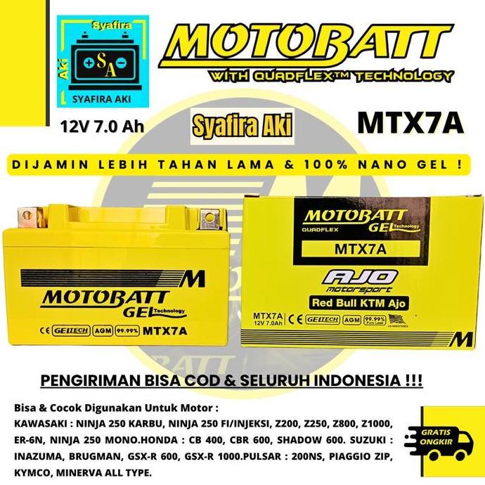 AKI MOTOR NINJA 250 KARBU, NINJA MONO 250, Z250 MTX7A MOTOBATT GEL