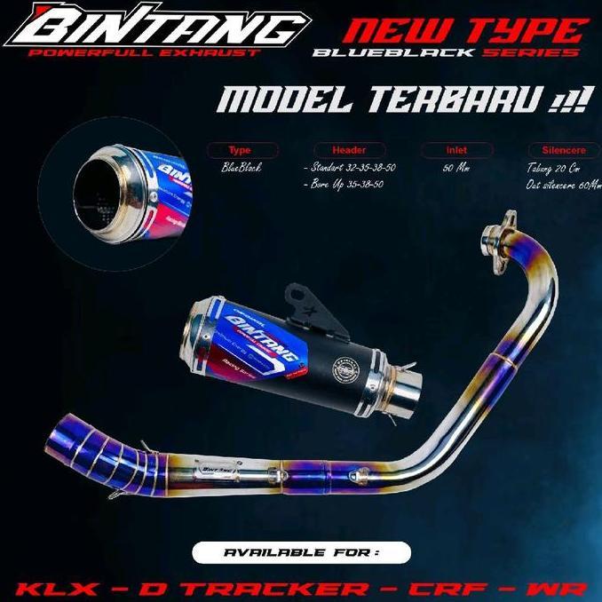 Bintang Knalpot Type Blue Black Series KLX150 CRF150 DtrackerC150 WR155 Inlet 50mm Original Bintang 