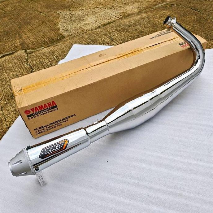 Knalpot YKJ Kolong Japstyle Chrome Garing Super NgebazZ Emblem Plat Alumunium Original YKJ Racing