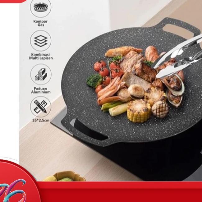 Wajan Konduksi Serbaguna Panci Teflon Multi Grill Pan Teflon Bbq Teflon Bakar Bakar