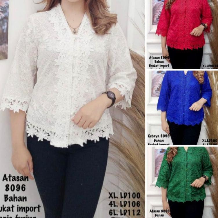 Atasan Kebaya Pesta Brokat Bunga-Bunga Xl-8L