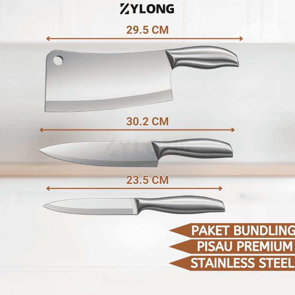 TERBARU Set Pisau Dapur Stainless Tajam Stabil, Cocok untuk Daging & Ayam ZYLONG