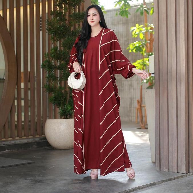 Arsy- ( Bisa ) Gamis Kaftan Ainun Bahan Rayon Tebal Adem Ellegan Muslim Nita Lebaran Pesta Meh Desa 