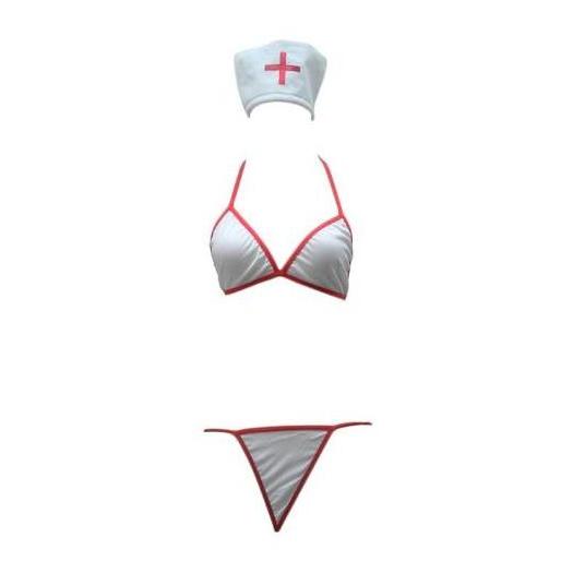 G String Bra Set Lingerie Seragam Perawat Polyester Aksen Tali B021 Wanita Bra G String Headband Put