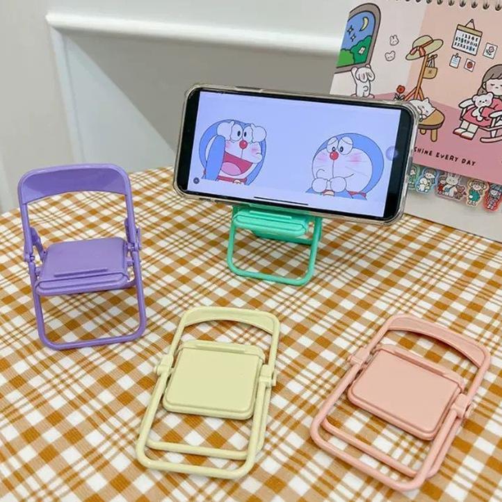 EXCLUSIVE HOLDER HP UNIK BENTUK PHONE HOLDER KURSI MINI LIPAT STAND HP MEJA PORTABLE UNIVERSAL WARNA