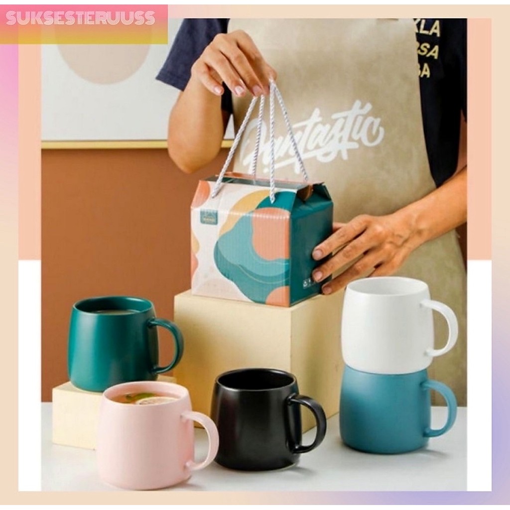 Gelas Keramik Mug Keramik Daily Mug Colorfull / FREE SENDOK