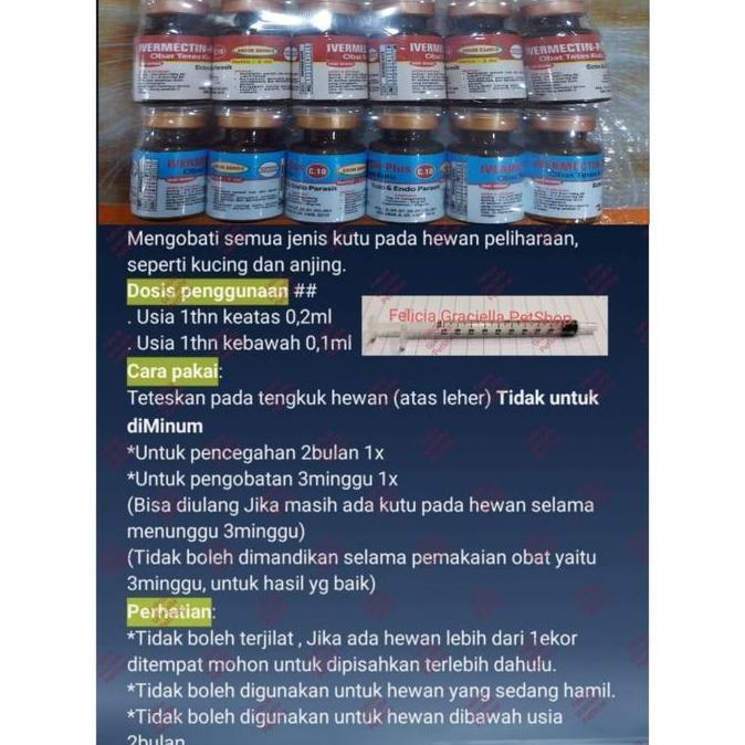 INVERMECTIN OBAT KUTU KUCING ANJING 0.5ML 1ML 2ML OBAT KUTU TETES