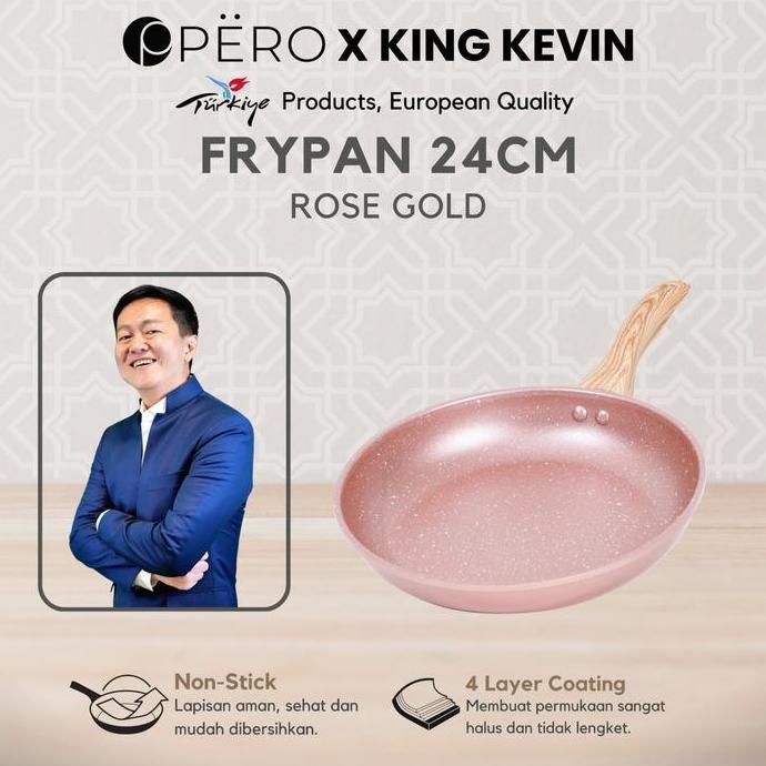 [King Kevin] Pero Frypan 24Cm Nonstick Granite Wooden Handle/ Wajan Tanpa Minyak