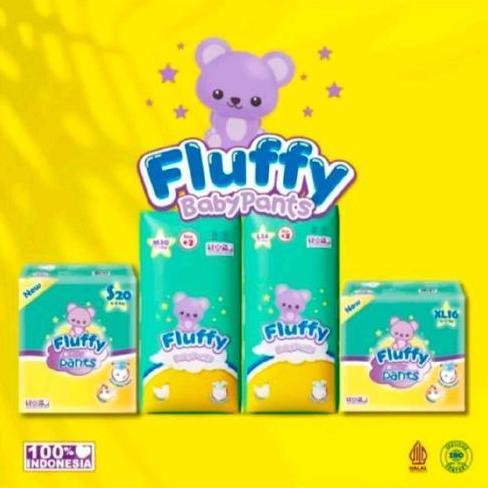 MURAH BERKUALITAS Fluffy Pampers - Popok Bayi Pants S40/M30/L26/XL26 Ultra Soft Touch Bernapas Anti 
