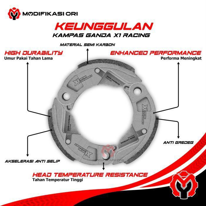 2Dp - Kampas Ganda X1 Semi Karbon Kevlar Honda Yamaha Nmax Beat Scoopy Vario Pcx Adv Mio Sporty Mio 