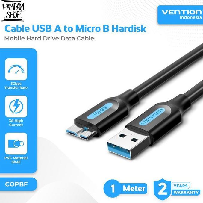 VENTION COPBF KABEL USB A 3.0 MALE TO USB MICRO B 1M 1 METER HARDDISK SSD HDD HARD DISK EXTERNAL CAB