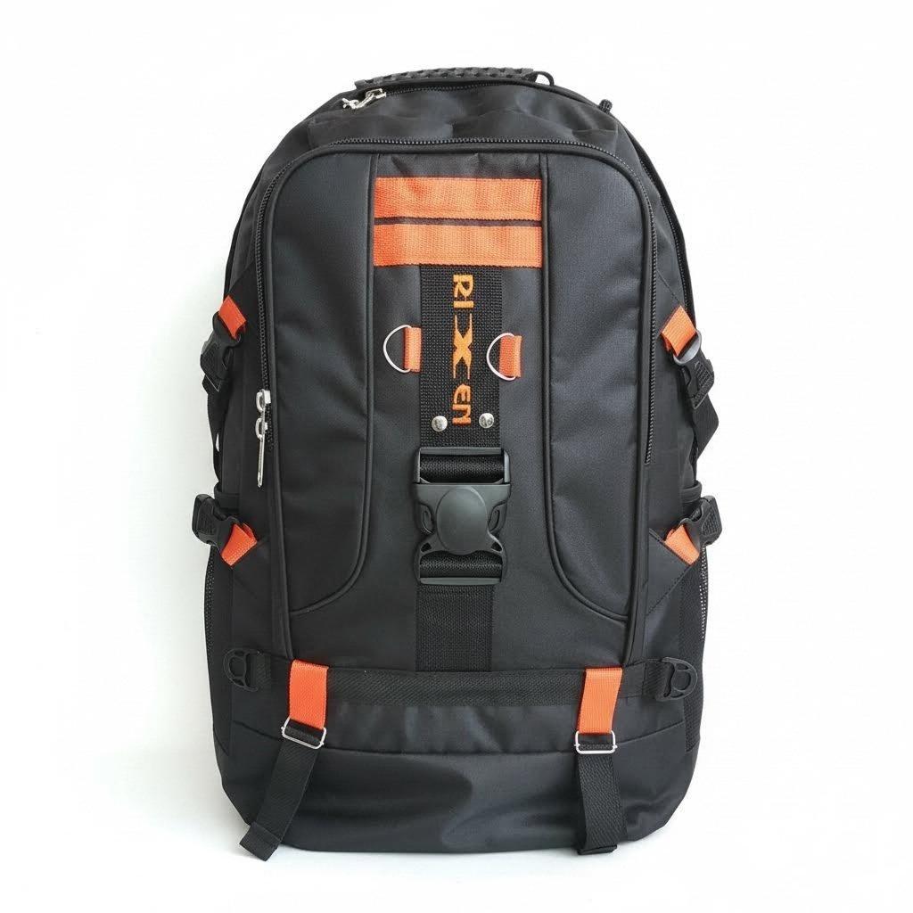 Tas Ranse Pria 60L |  Mountain Backpack | Polyester Nylon | Praktis Modern Hitam | Mudik & Camping