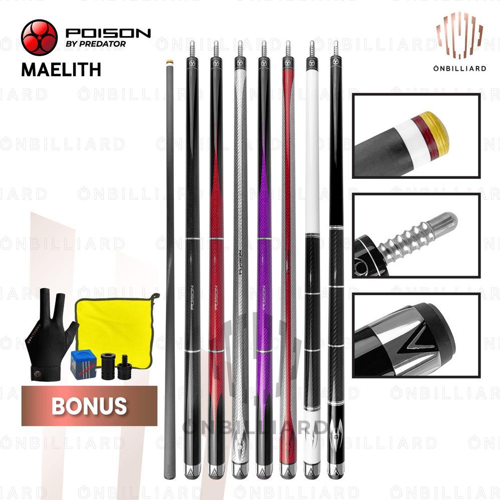 POISON MAELITH Series Carbon by Predator Cue Stick Billiard Carbon Low Deflection Cues Poison Maelit