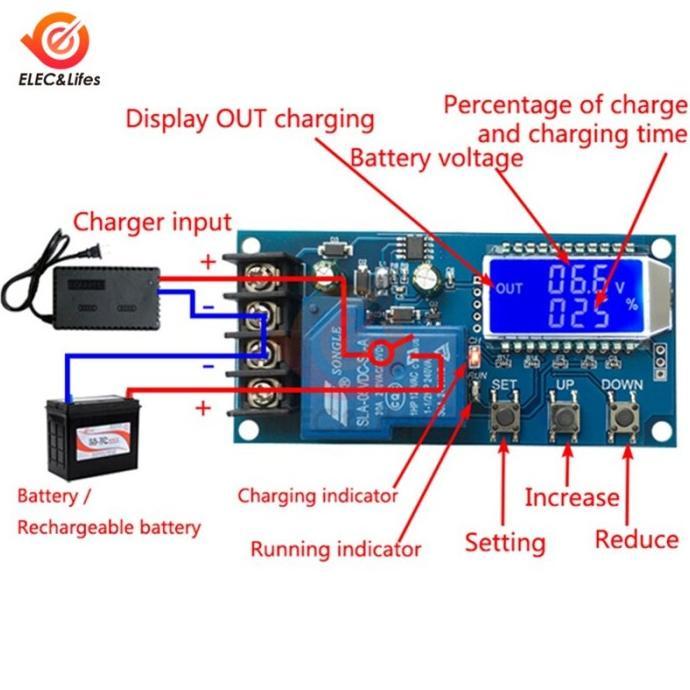 Modul Charger Aki Digital LCD Display Otomatis Cut Off 30A