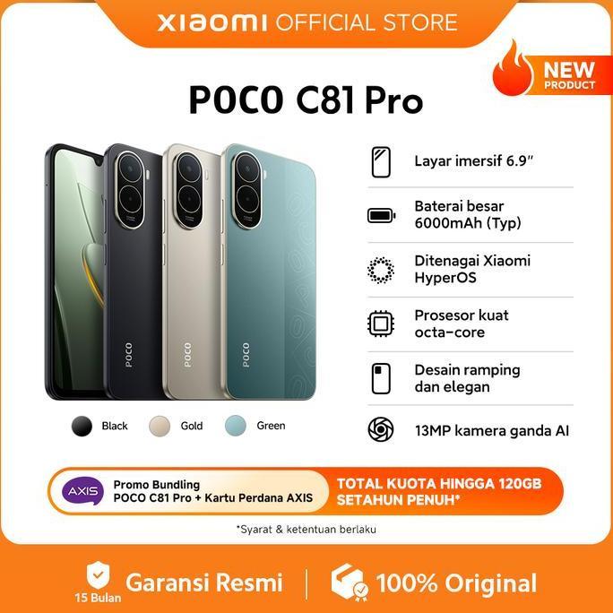 POCO C81 Pro (4GB/128G) (4GB/64GB) | Layar imersif 6.9" | HP 1 Jutaan [Xiaomi Official Store]