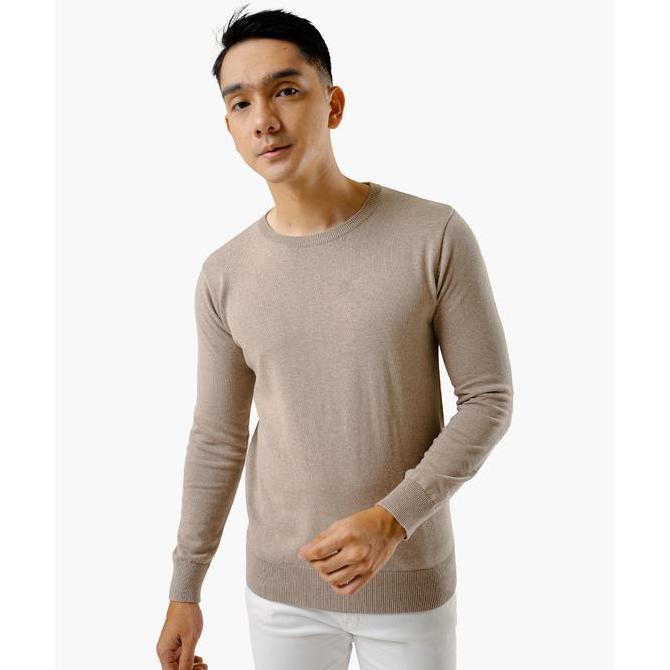 Gomuda Sweater Rajut Pria Crewneck Knitwear Lengan Panjang Choco