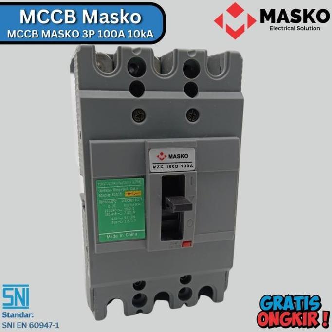 Mccb Masko Nfb 3P 3 P 3 Pole 100A 100 A 100 Ampere 10Ka 10 Ka Terbaru 