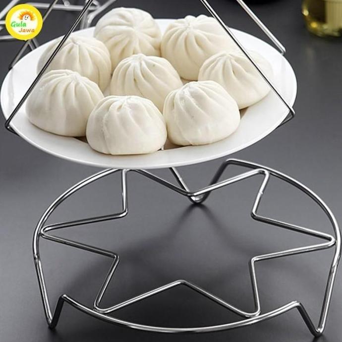 QUANXI Tatakan Panci Stainles Steel Alas Wajan Panci Piring Kukusan Rak Pengukus Dapur Multi-Fungsi 