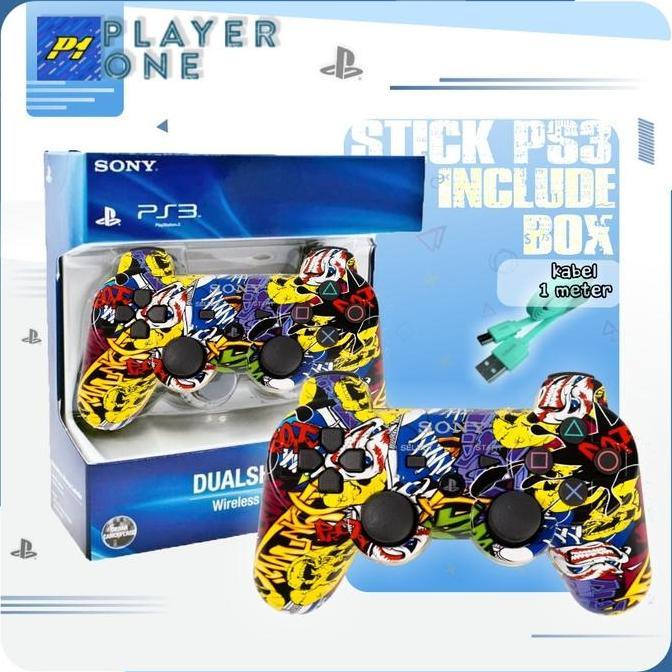 Stik Stick PS3 Model Wolf Wireless PlayStation3 Hitam Putih Merah Biru Tosca Pink Garansi 2 Minggu K